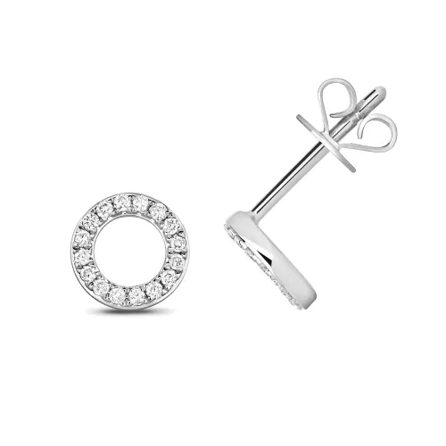 0.12ct w/g Diamond Circle Stud Earrings